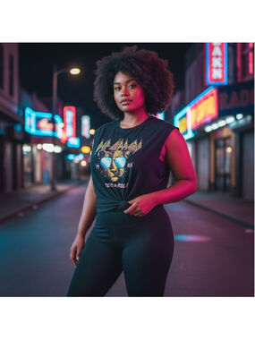 Women's XL Def Leppard Black Oversize Tank Top 1983 Rock & Roll Band Tee